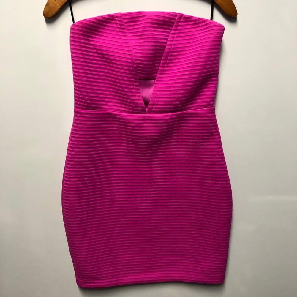 Express Strapless Hot Pink Bodycon Dress